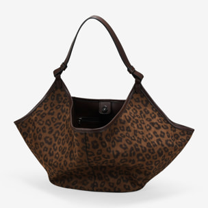 Bolso de hombro leopardo con cierre de imán