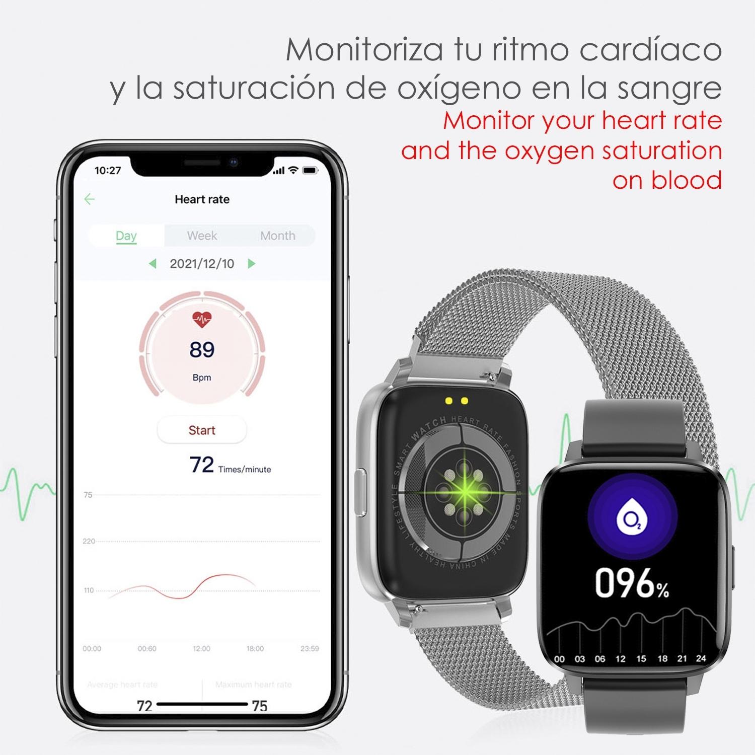 DAM Smartwatch DTX MAX con molteplici modalità sportive, accesso all'assistente vocale, widget. Monitor per l'ossigeno nel sangue e nel cuore.