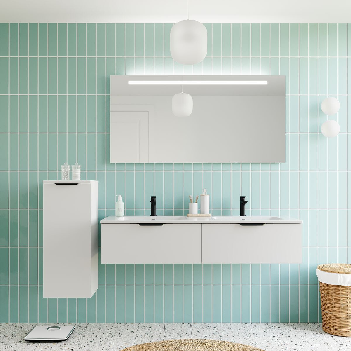 Ensemble double vasque 2 tiroirs + miroir - SOHO