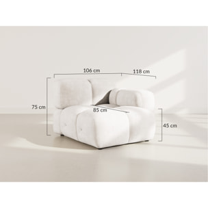 Grace - module d'assise droit en velours texturé - Vert sauge