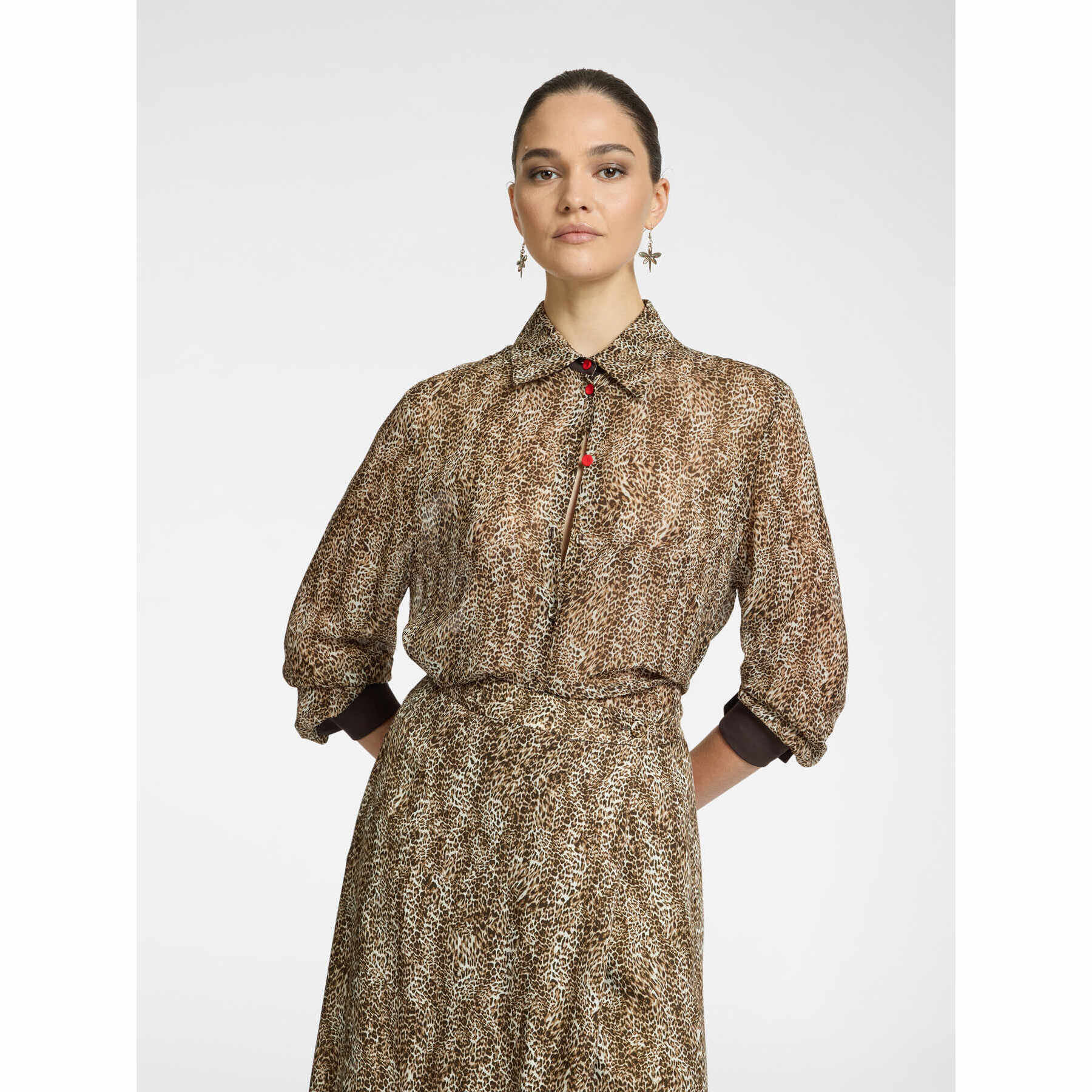 Elena Mirò - Camisa con estampado animal - Marrón