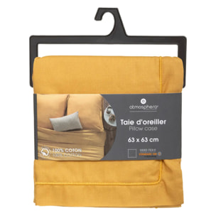 Taie d'oreiller "Carina" coton jaune moutarde 63x63cm
