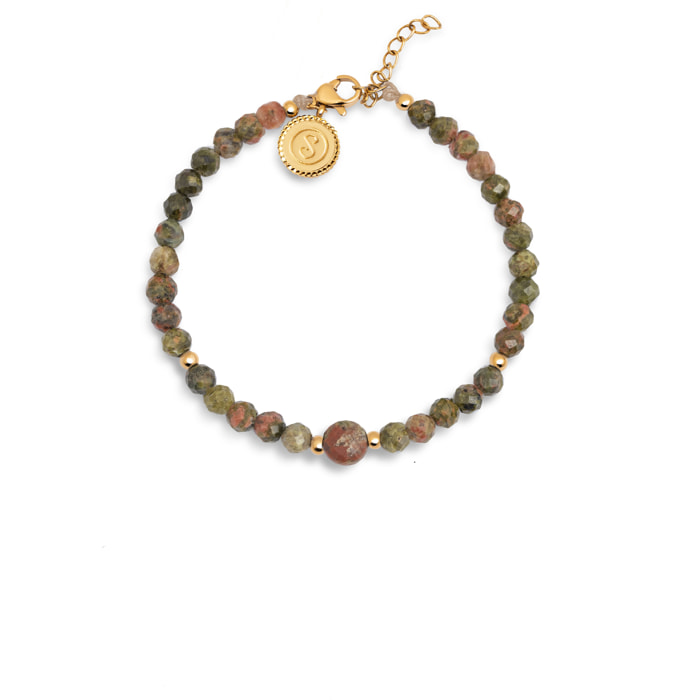 Pulsera Amulet Unakita Acero Baño Oro