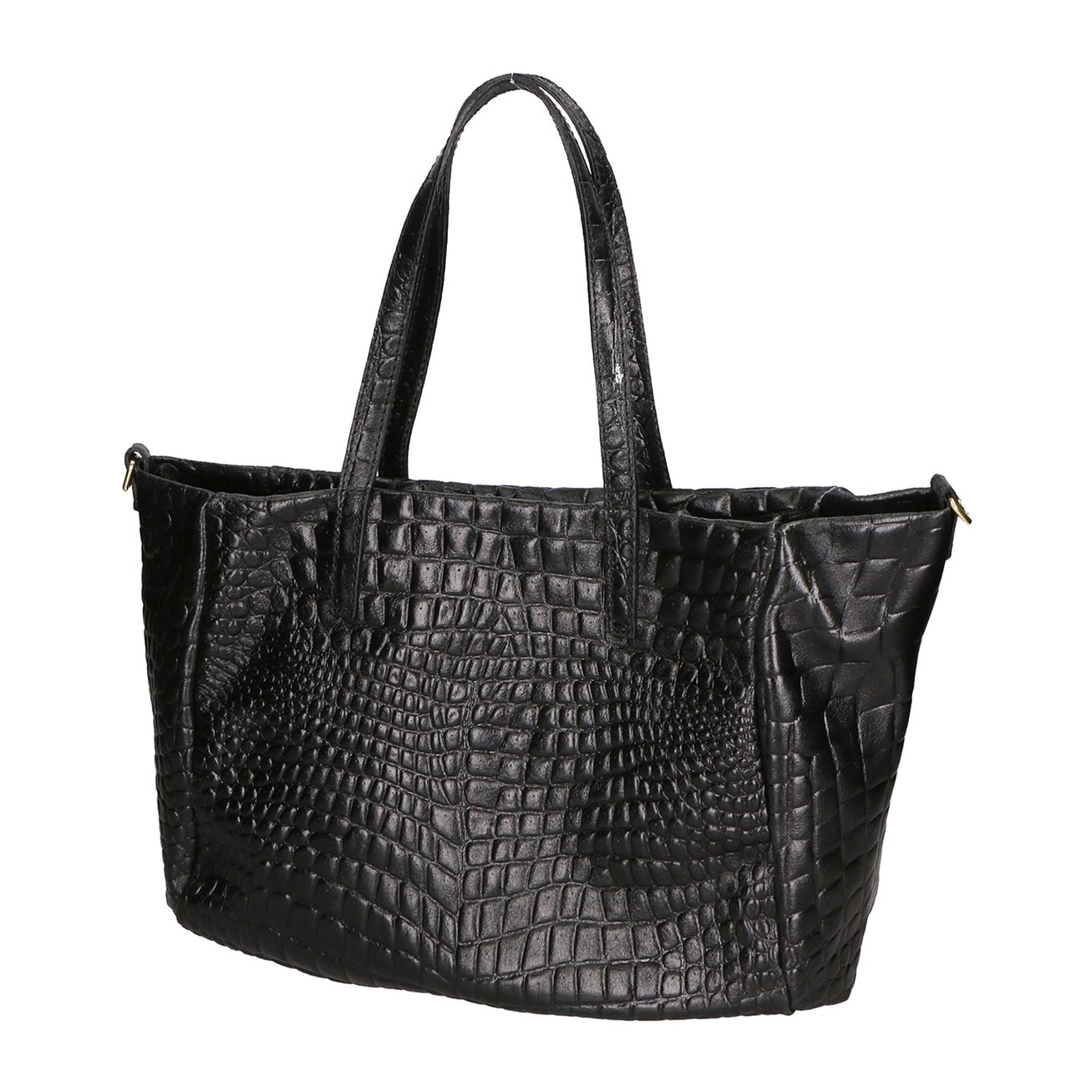 Borsa a spalla da donna - Modello Lorella - Vera pelle croco - 37.0 x 23.0 x 10.0 cm