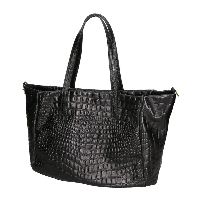 Borsa a spalla da donna - Modello Lorella - Vera pelle croco - 37.0 x 23.0 x 10.0 cm
