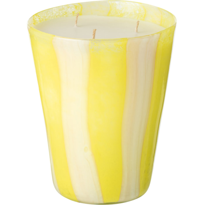 J-Line bougie parfumée Noa Lignes - Yashioka Gardenia - verre -jaune - large - 95H