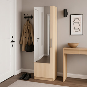 Scarpiera Armadio Portascarpe Con Specchio A Tutta Altezza Salvaspazio Mobile Verticale Per Ingresso Camera 16 Paia di Scarpe 180 x 50 x 22 Cm Rovere