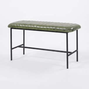 Banc 100 cm en cuir de buffle vert - Émile