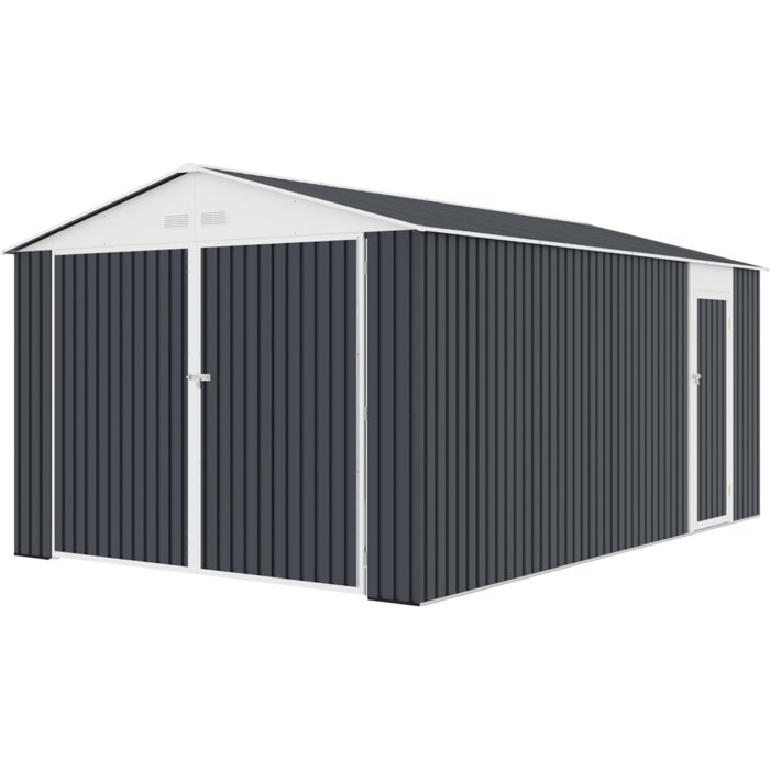 Garage métal  " Houston" - 18,56m² avec gouttière et récupérateur d'eau - Anthracite