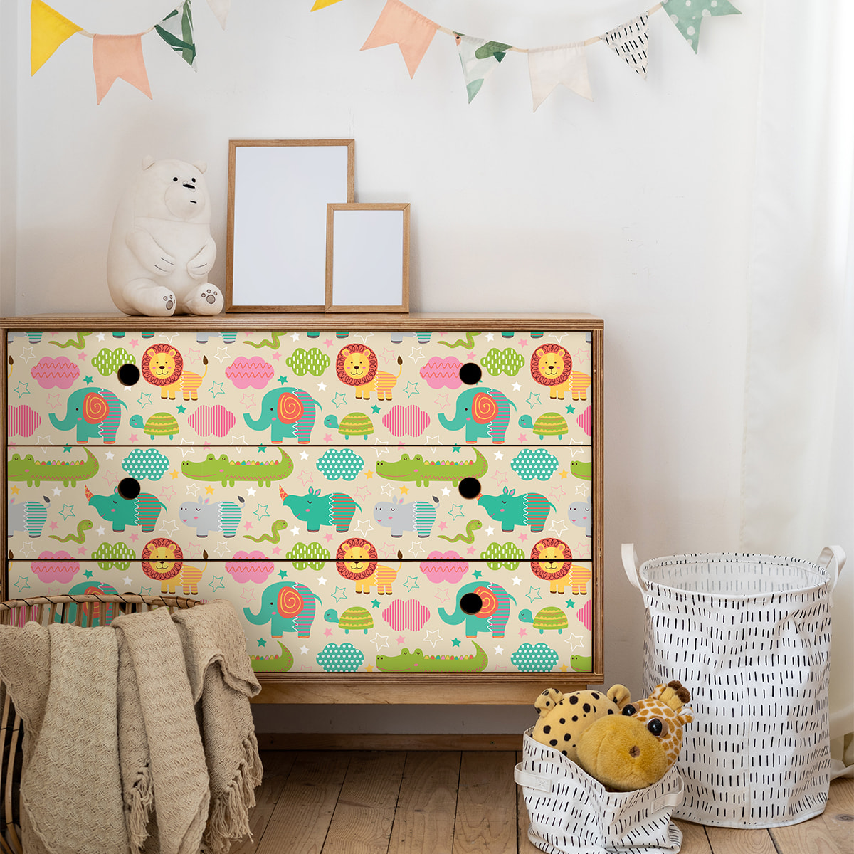 Sticker meuble pour enfant animaux d'Afrique 60 x 90 cm