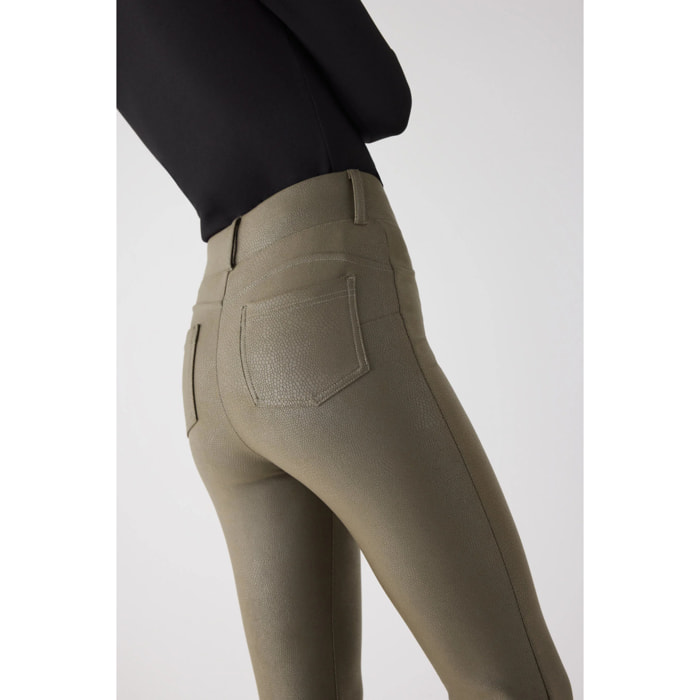TERMICO Pantaloni effetto pelle a zampa push-up