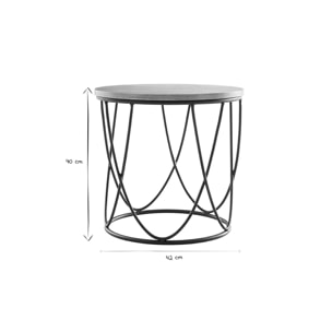 Table d'appoint ronde bois clair chêne et métal noir D42 cm LACE