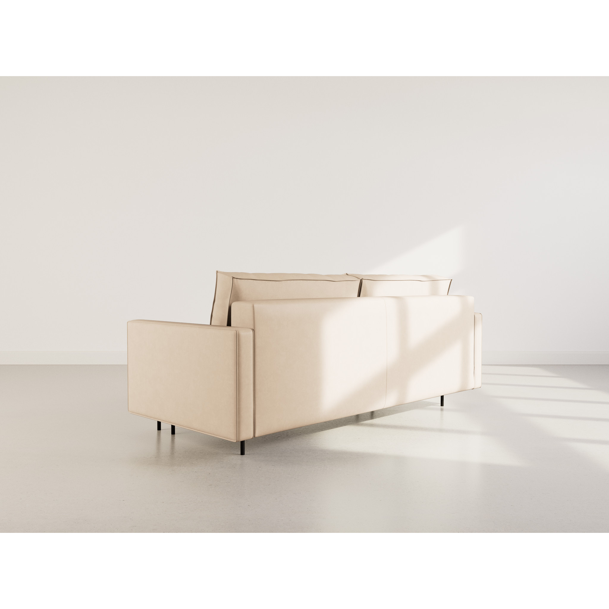 Charlie - Canapé droit 3 places convertible avec coffre en simili - Beige