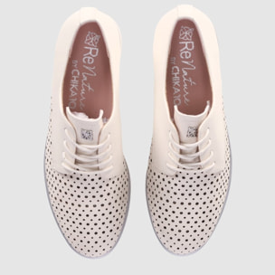 Zapatos de Piel - Blanco - Tacón: 3 cm