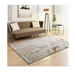 KEOPS Alfombra abstracta con relieve beige/caldera, varias medidas disponibles.