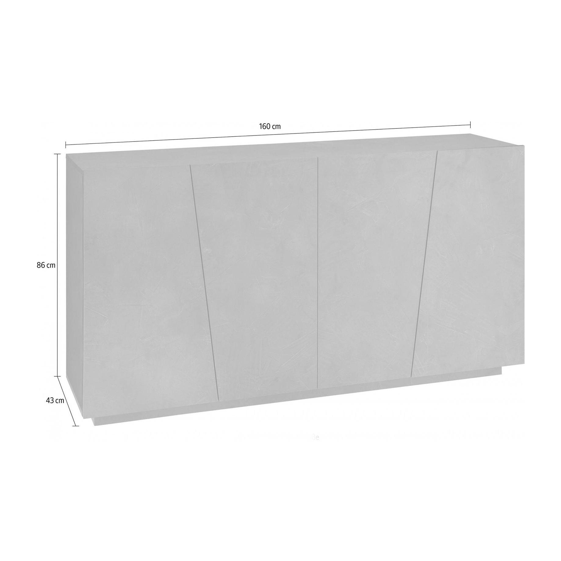 Credenza moderna a 4 ante, Made in Italy, Madia da cucina, Buffet di design da soggiorno, cm 159x43h86, colore Grigio Ardesia