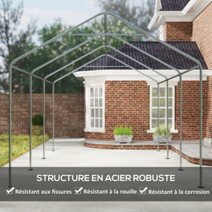 Abri voiture extérieur 2 portes zippées enroulables PE et acier gris