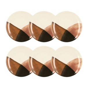 Lot de 6 assiettes à dessert en grès 19cm GAIA