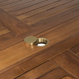 MAEVA - Table de jardin 4/5 personnes - table ronde à rabats papillon en bois teck huilé