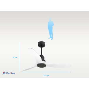 Ventilador de techo Modo Invierno/Verano Termostato Wifi Motor DC Techos Inclinados Mando a Distancia Adaptador 2/3 Aspas Hypersilence Memoria Vendible Shopify (AUTOMATICO) ThassosD127C0464566 PURLINE