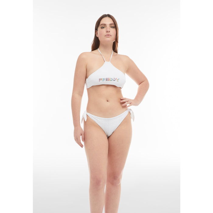 Top bikini con logo FREDDY composto da strass