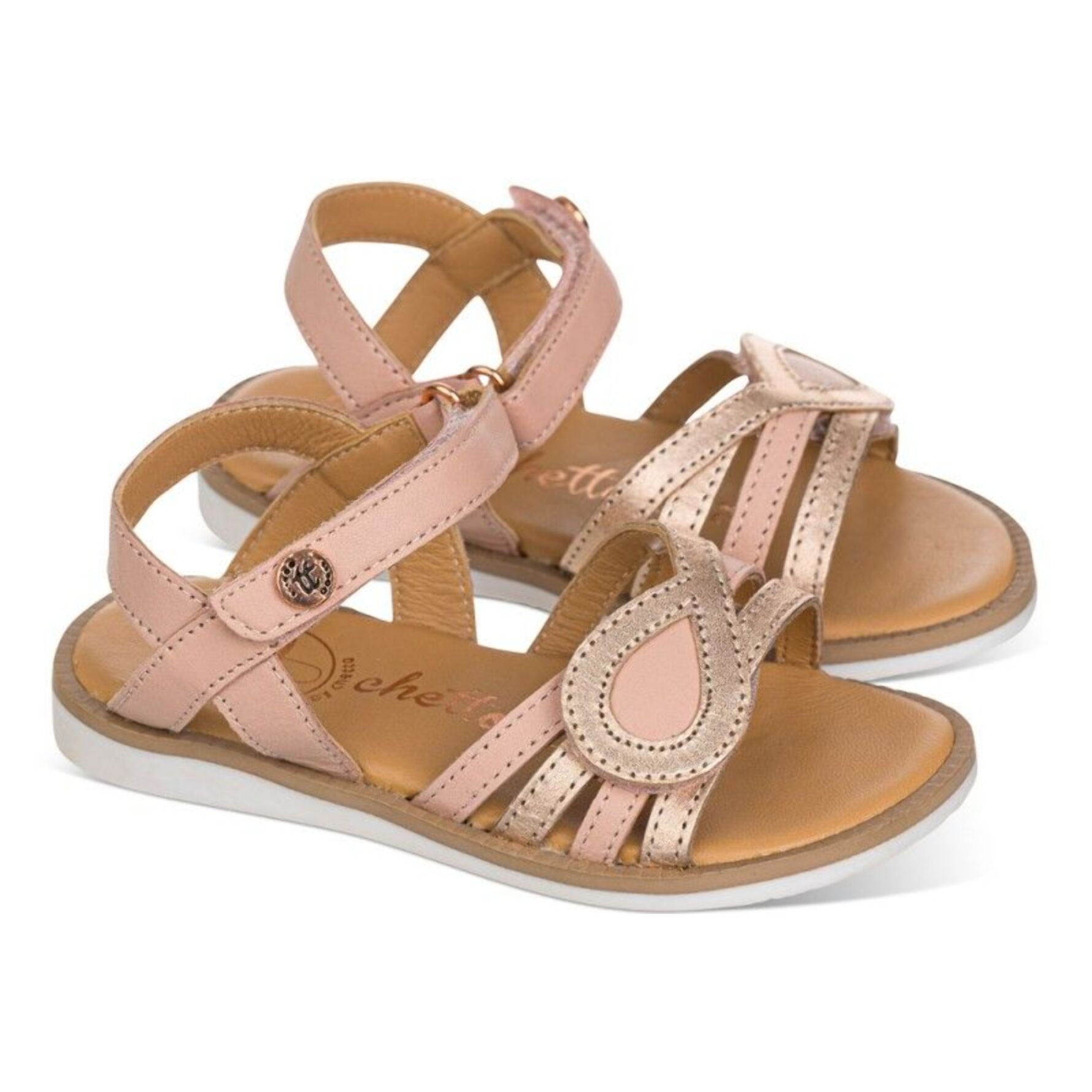 Sandalia en piel con velcro
