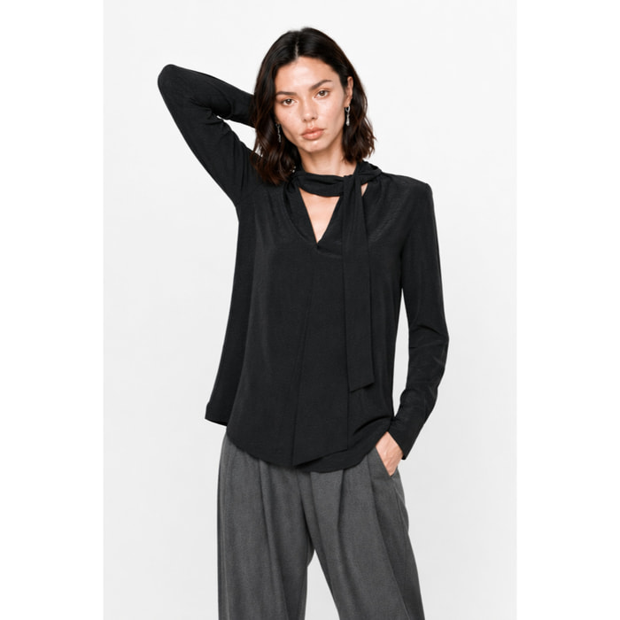 Kocca - Blusa da donna con laccio al collo e motivo a rilievo Donna