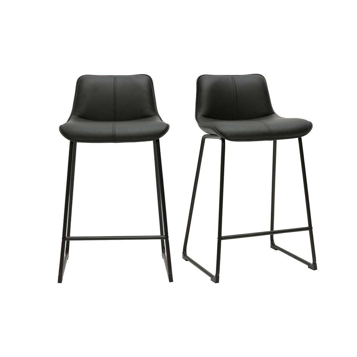 Tabourets de bar noirs et métal H65 cm (lot de 2) BOOST