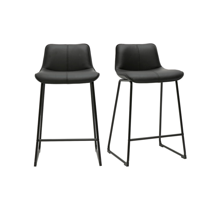 Tabourets de bar noirs et métal H65 cm (lot de 2) BOOST