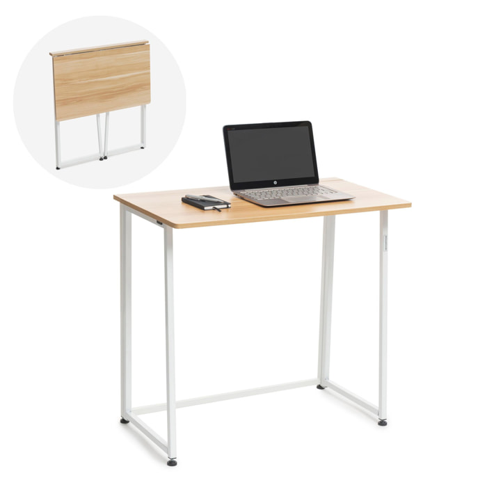 Scrivania pieghevole Dolenkaf InnovaGoods - bianco e color naturale - 80x75x45 cm