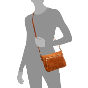 Arre bolso bandolera mujer. Piel auténtica Gamuza.