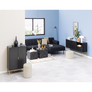 Pueblo - lot de 2 tables basses - effet marbre noir - 58 et 50 cm - Noir