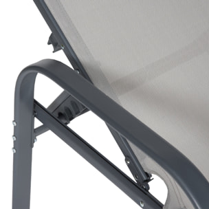 Lot de 2 bains de soleil SARDINIA en textilène gris - structure anthracite