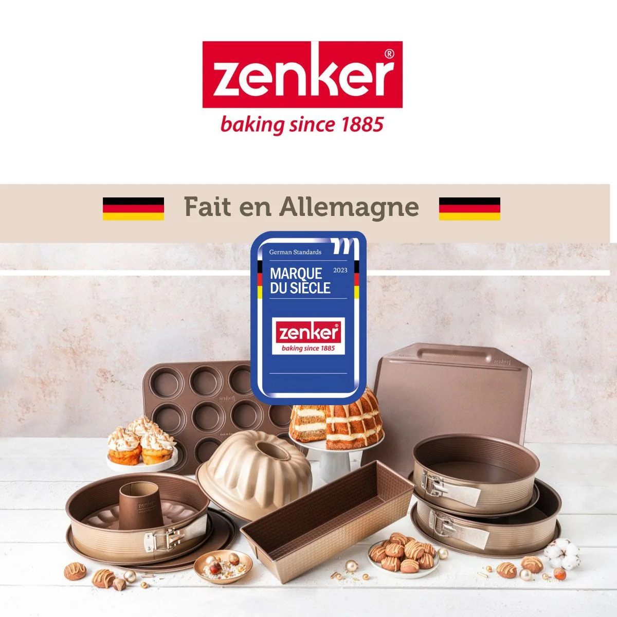 Ensemble de 2 Plaques à pâtisserie sans rebords 36 x 33 cm Zenker Mojave Gold