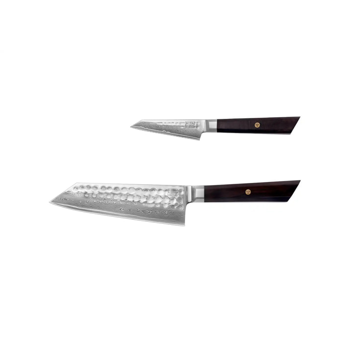 Juego de 2 Cuchillos de Base "Bunka Damascus" - Acero de Damasco