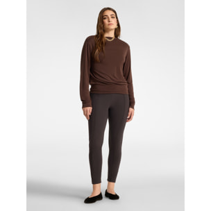 Elena Mirò - T-shirt misto modal con scollo barchetta - Marrone