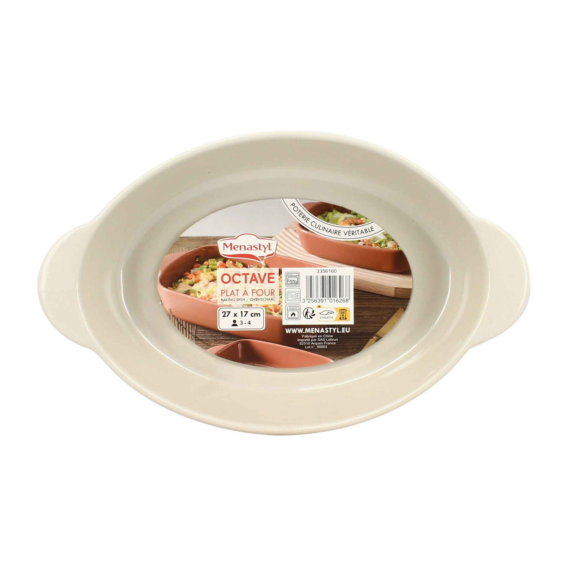Plat à four ovale en grès beige OCTAVE