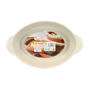 Plat à four ovale en grès beige OCTAVE