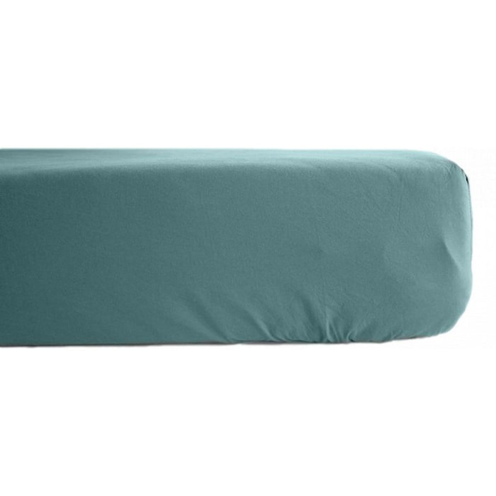 Drap housse percale pur coton peigné longues fibres 80 fils/cm² avec bonnet de 35 cm Vent du sud - Opale