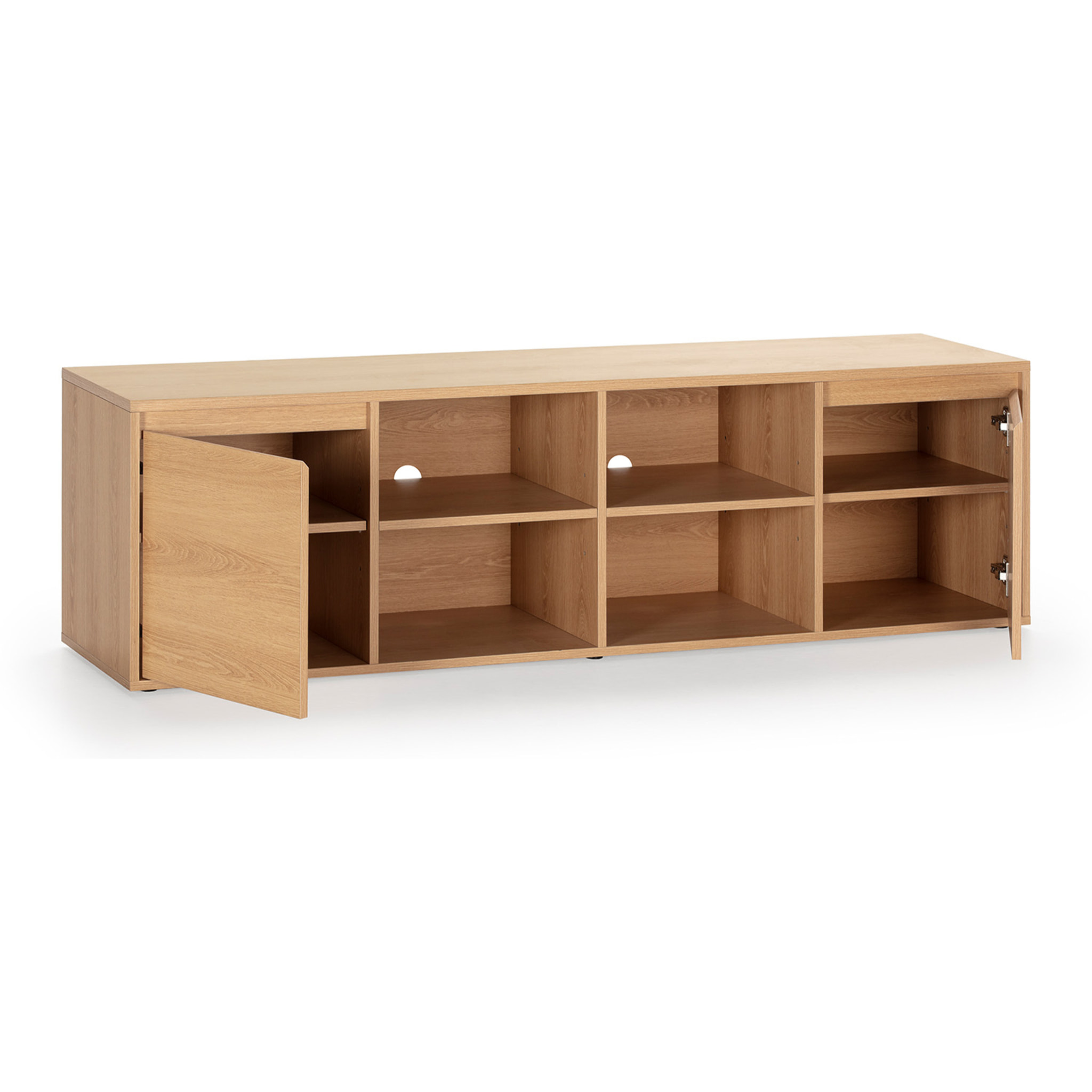 Mueble TV Tori 2 Puertas 4 Huecos, Color Roble, 160 cm