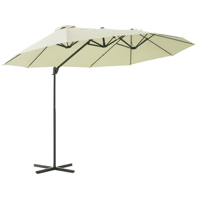 Sombrilla Doble Parasol Grande Inclinable para Jardín con Manivela Abrir y Cerrar Fácilmente 12 Varillas de Metal Ofrece Una Alta Estabilidad Beige y Negro 270x445x260 cm