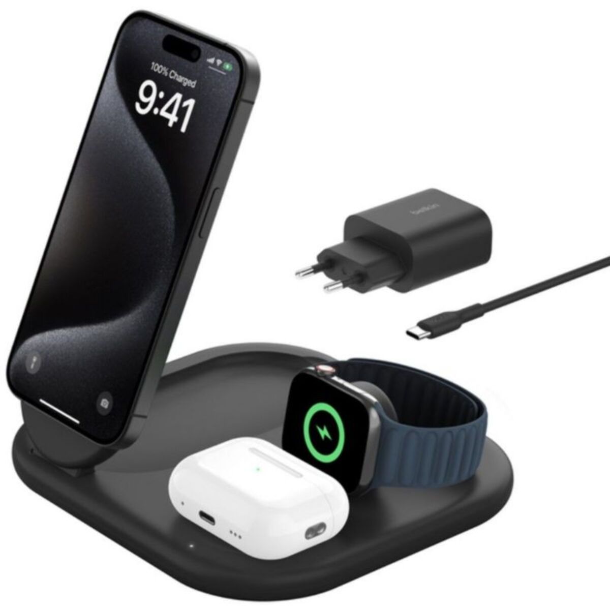 Chargeur induction BELKIN induction 15W 3en1 noir