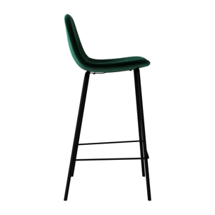 Lot de 2 chaises pour îlot central 65 cm en velours vert foncé - Henrik
