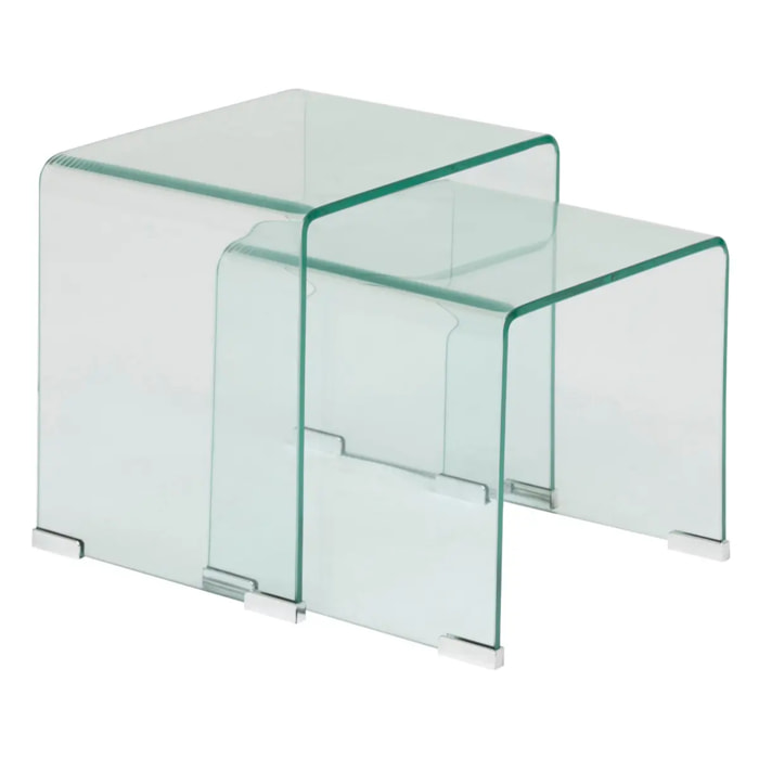 Lot de 2 tables gigognes "Lenia" transparent 51x47x30cm