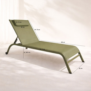 Lot de 2 chaises longues en acier inoxydable vert NAPOLI
