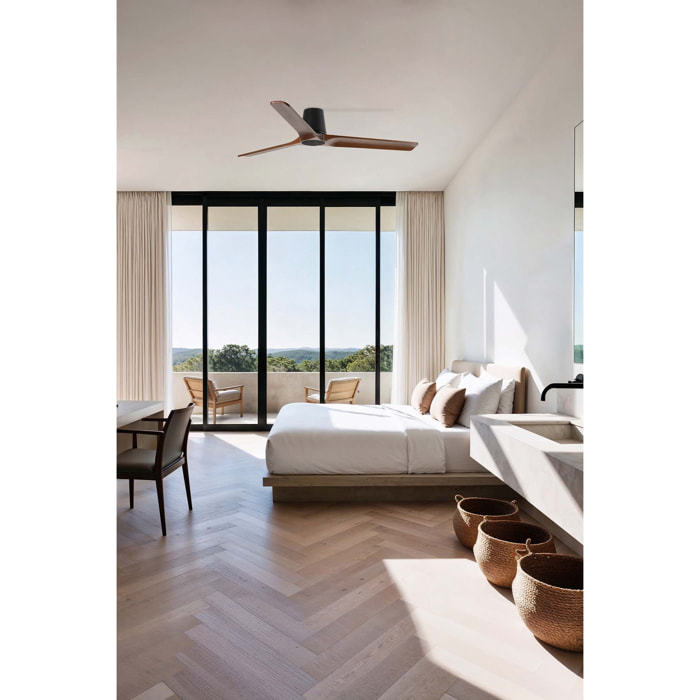 HEYWOOD TUB L Ventilateur de plafond noir/noyer