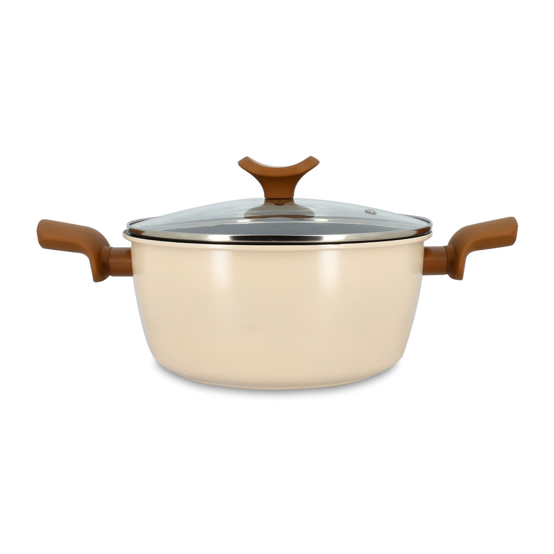 Faitout 24cm en revêment céramique et acier carbone beige PRATICOOK
