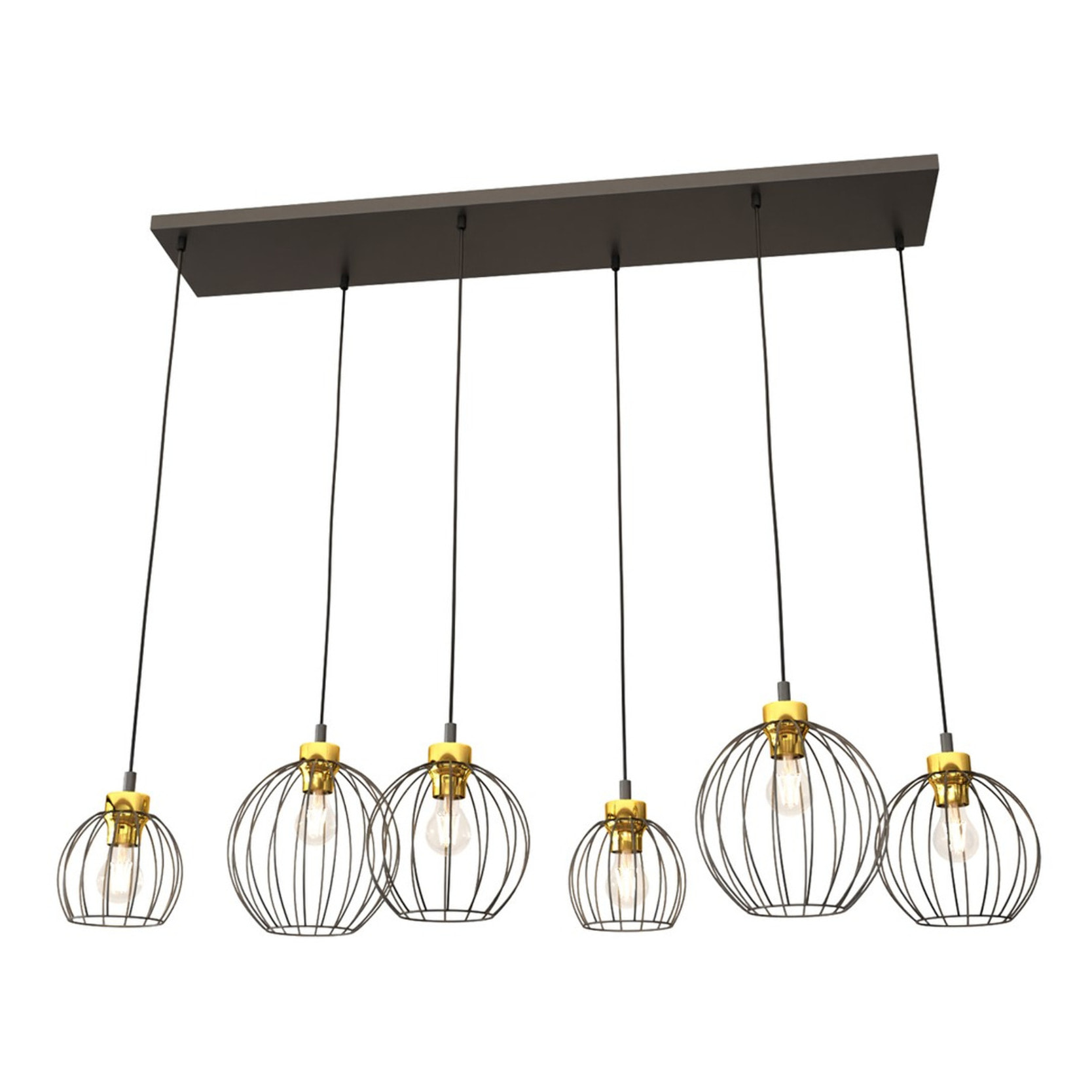 Lampada a sospensione Nando in acciaio nero e oro