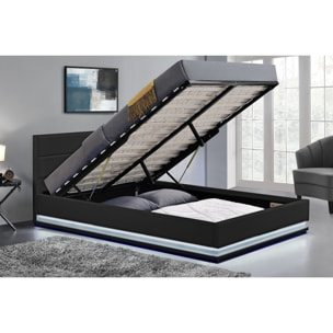 Structure de lit LED avec rangements 160 x 200 cm noir ALICANTE