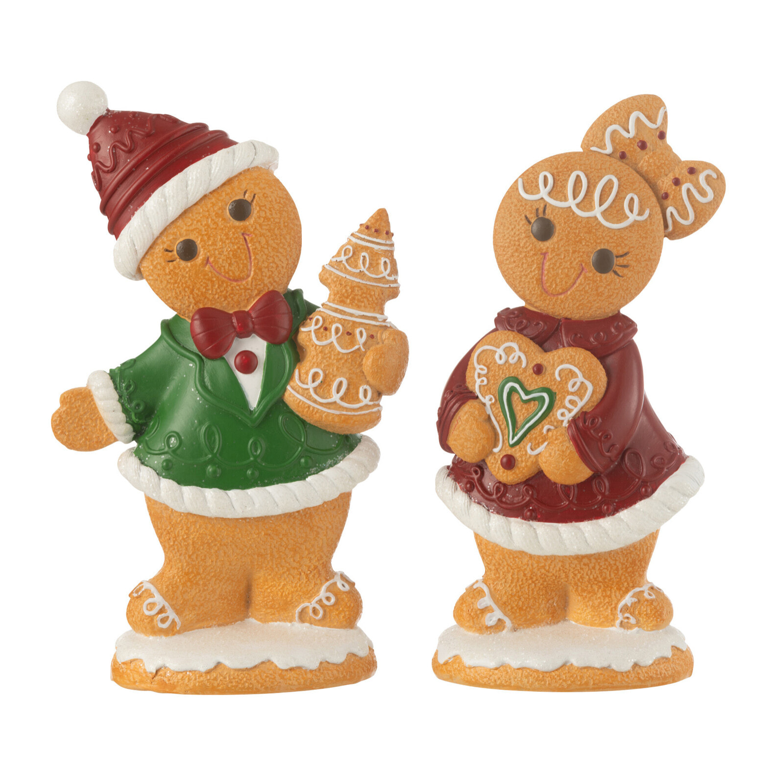 J-Line décoration Pain Dépice Garçon + Fille Bonbon - polyrésine - mix - large - 2 pcs
